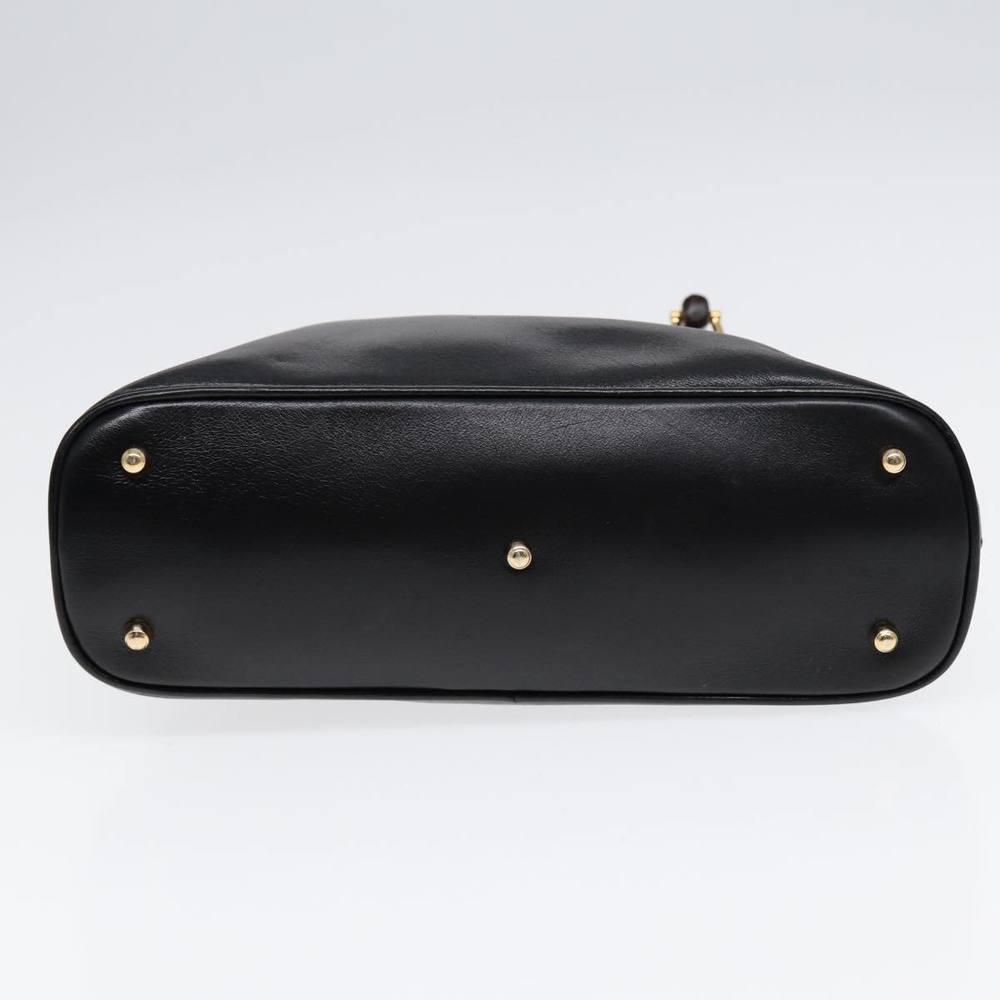 GUCCI Bamboo Hand Bag Leather Black Gold Auth ep5486 - Picture 9 of 16